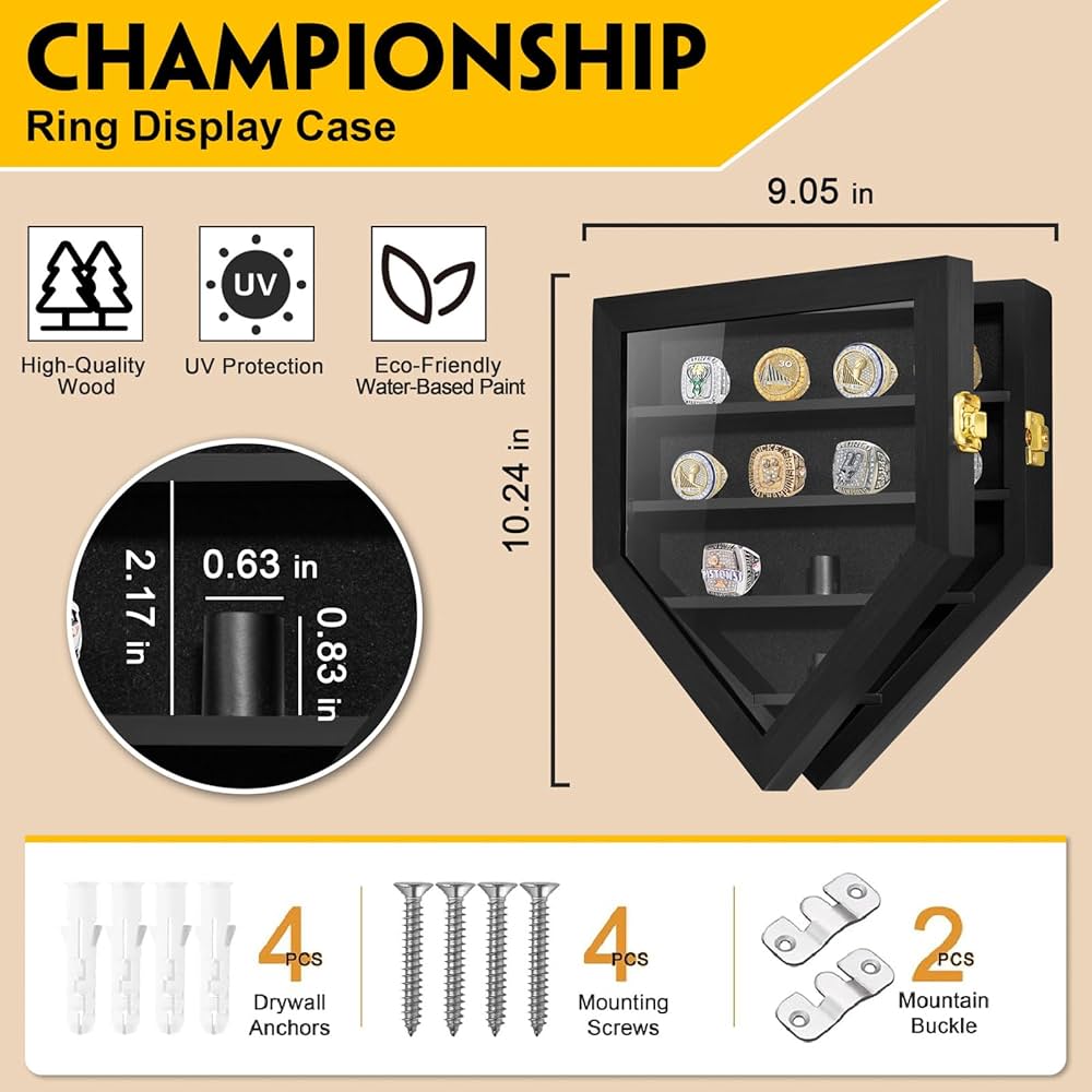 Amazon.com - Kacorn Championship Ring Display Case, 12 Ring